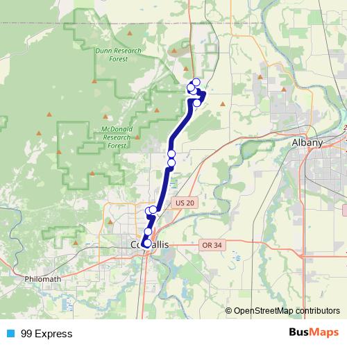 99 Express bus Line Map