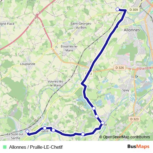 Allonnes / Pruille-LE-Chetif bus Line Map