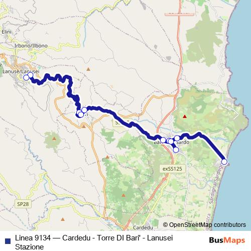 Linea 9134 bus Line Map