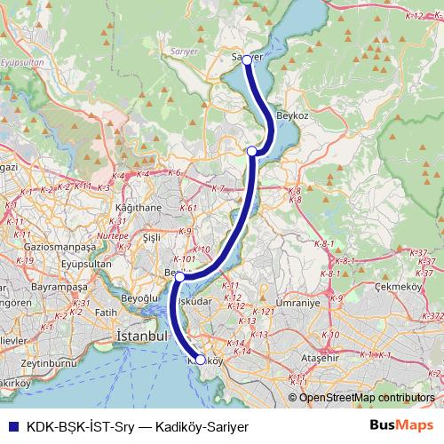 KDK-BŞK-İST-Sry ferry Line Map