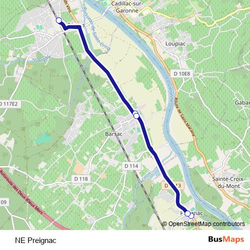 NE Preignac bus Line Map