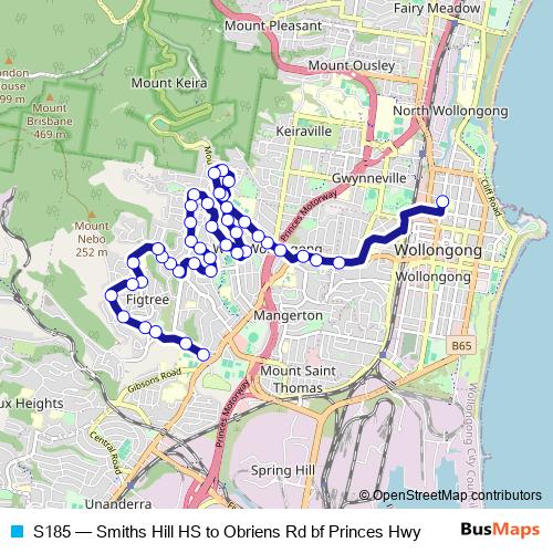 S185 bus Line Map
