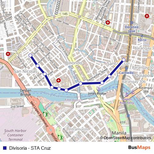 Divisoria - STA Cruz bus Line Map