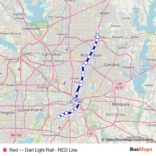 Red tram Line Map