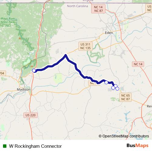 W Rockingham Connector bus Line Map