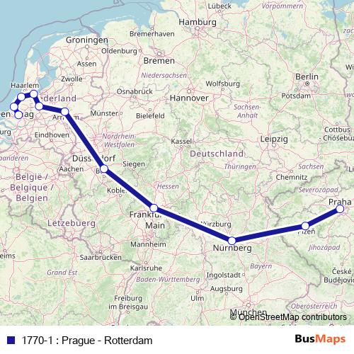 1770-1 : Prague - Rotterdam bus Line Map