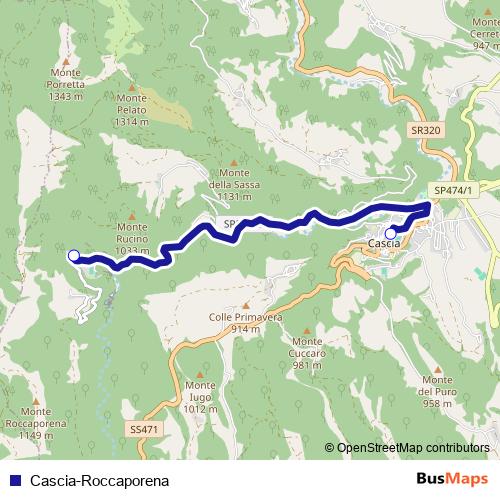 Cascia-Roccaporena bus Line Map