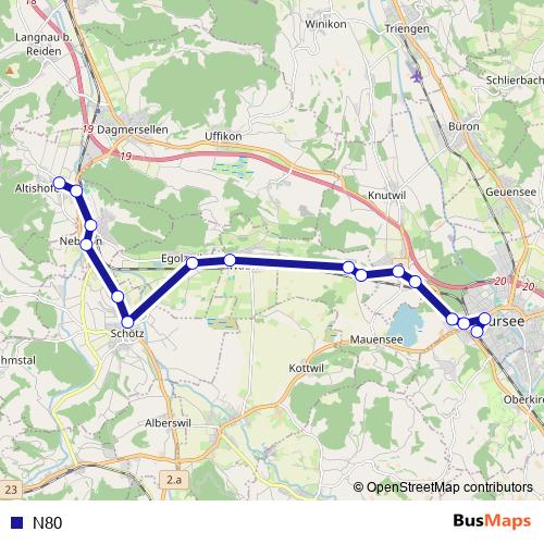N80 bus Line Map