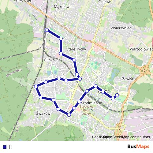 H trolleybus Line Map