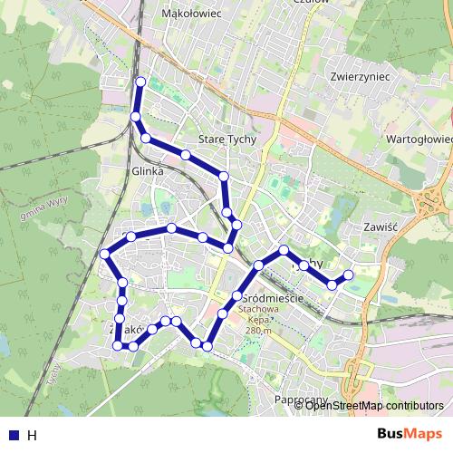 H trolleybus Line Map