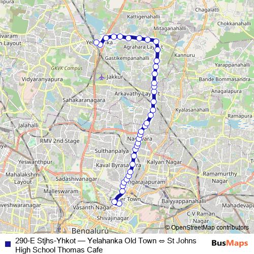 290-E Stjhs-Yhkot bus Line Map