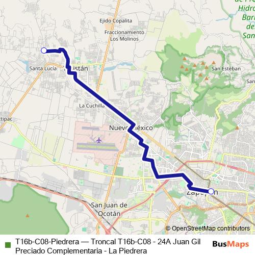 T16b-C08-Piedrera bus Line Map