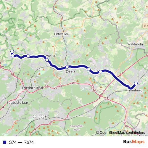 S74 rail Line Map