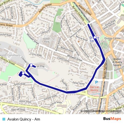 Avalon Quincy - Am bus Line Map