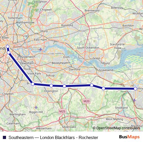 Southeastern rail Line Map