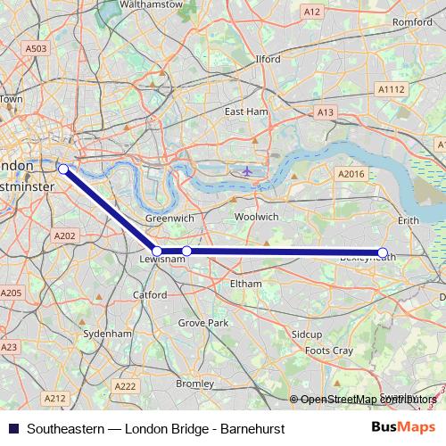 Southeastern rail Line Map