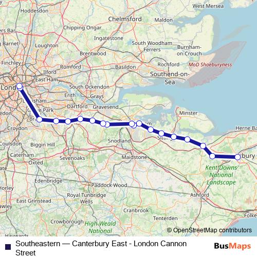 Southeastern rail Line Map