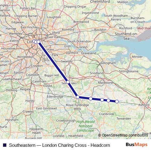 Southeastern rail Line Map