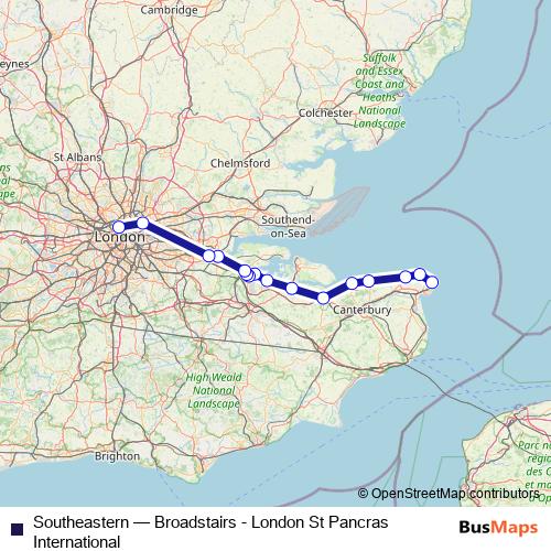 Southeastern rail Line Map