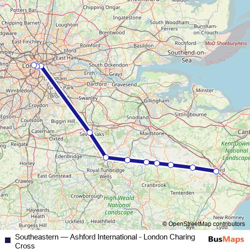 Southeastern rail Line Map
