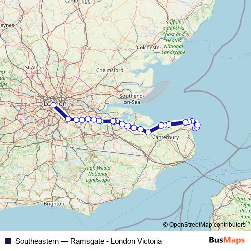 Southeastern rail Line Map