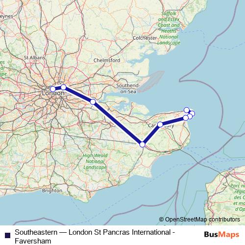 Southeastern rail Line Map