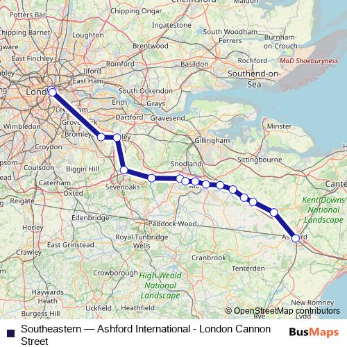 Southeastern rail Line Map