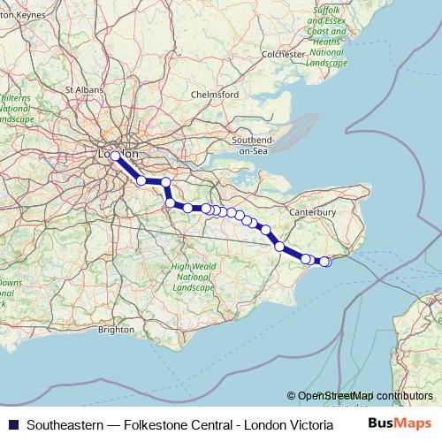 Southeastern rail Line Map