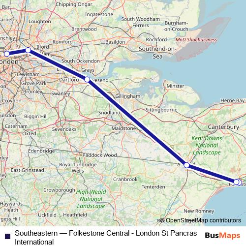 Southeastern rail Line Map