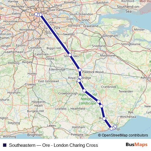 Southeastern rail Line Map