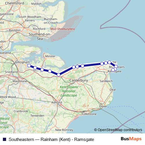 Southeastern rail Line Map
