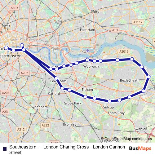 Southeastern rail Line Map