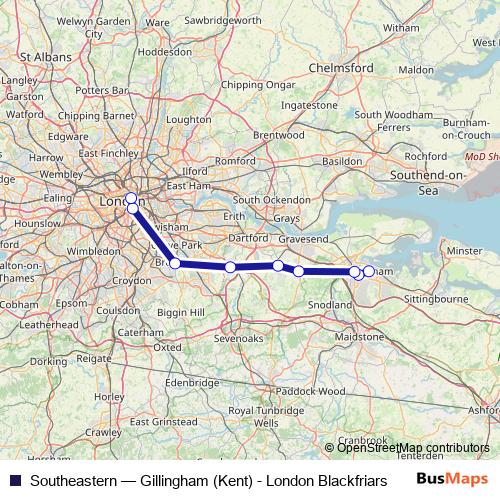 Southeastern rail Line Map