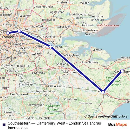 Southeastern rail Line Map