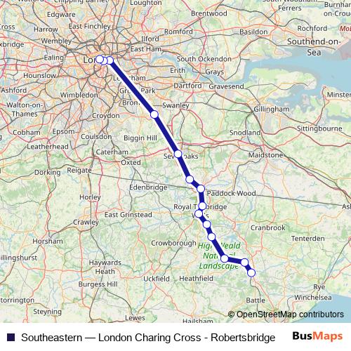 Southeastern rail Line Map