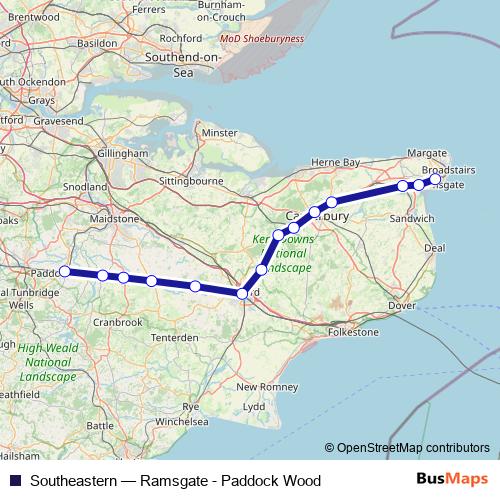 Southeastern rail Line Map