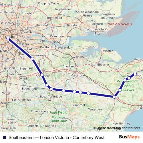 Southeastern rail Line Map