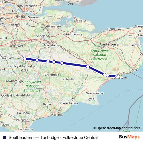Southeastern rail Line Map