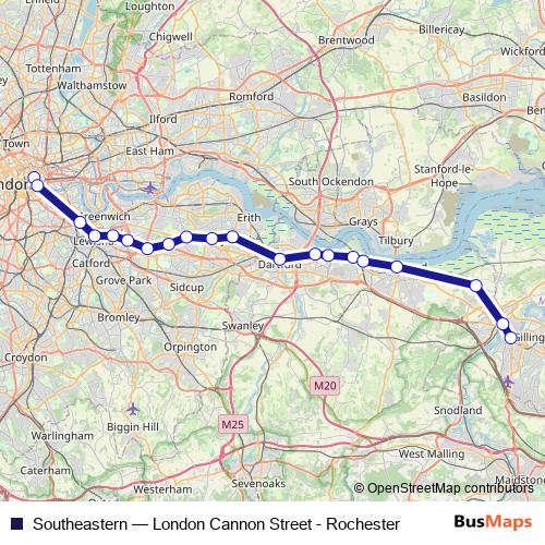Southeastern rail Line Map