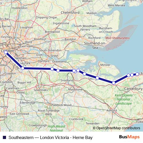 Southeastern rail Line Map