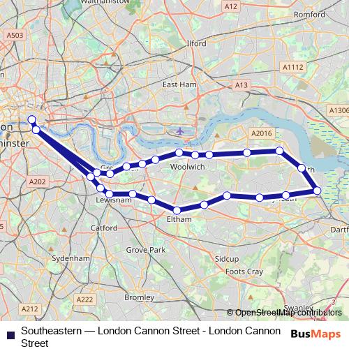 Southeastern rail Line Map