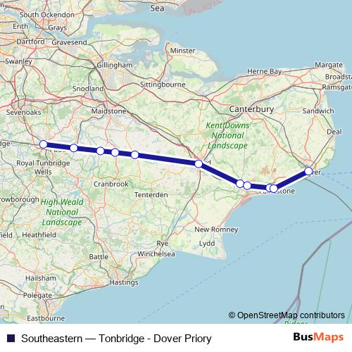Southeastern rail Line Map