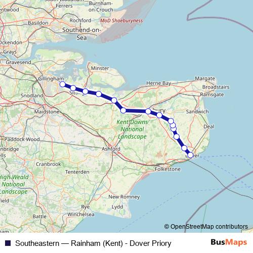 Southeastern rail Line Map
