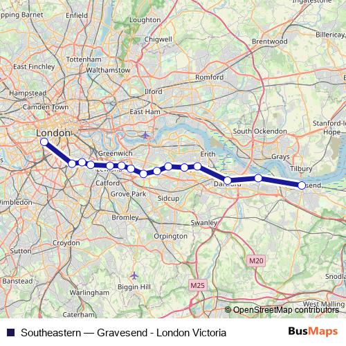 Southeastern rail Line Map