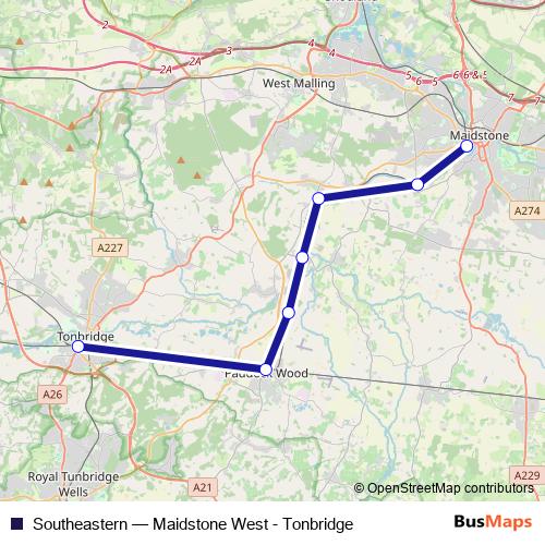 Southeastern rail Line Map