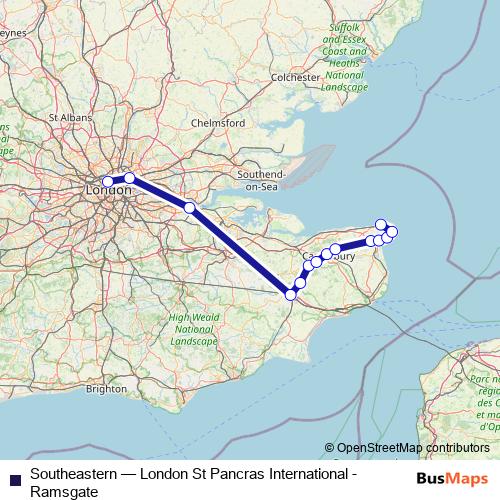 Southeastern rail Line Map