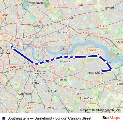 Southeastern rail Line Map