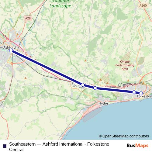 Southeastern rail Line Map
