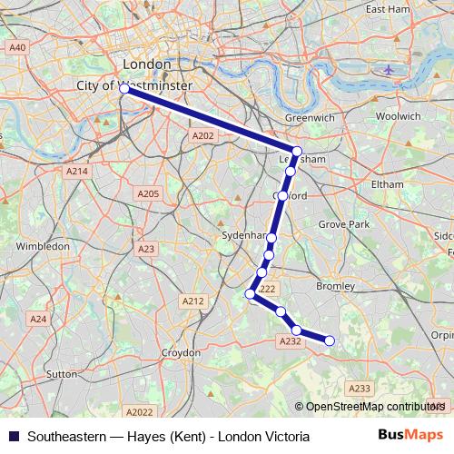 Southeastern rail Line Map