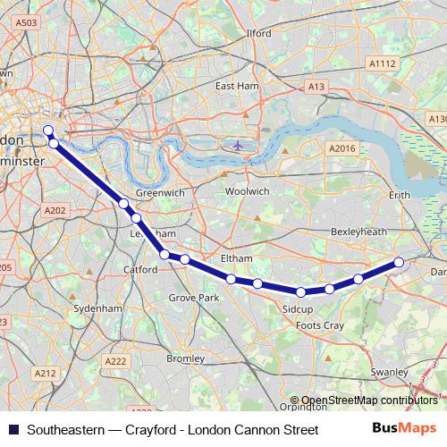 Southeastern rail Line Map